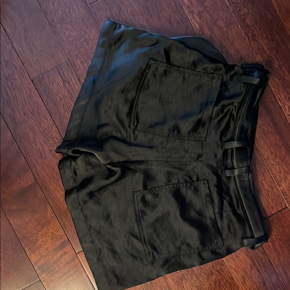 Express Black High Waist Satin Shorts - Picture 3 of 6